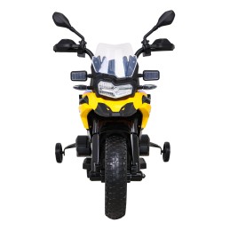 Motor BMW F850 GS na akumulator dla dzieci Żółty + Kółka pomocnicze + Audio LED + Wolny Start + EVA
