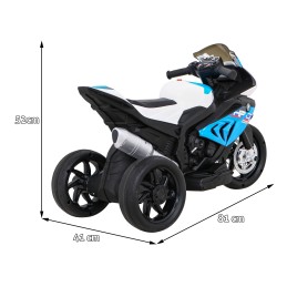 Motor BMW HP4 na akumulator dla dzieci Niebieski + 3 Koła + LED + MP3 USB + Ekoskóra