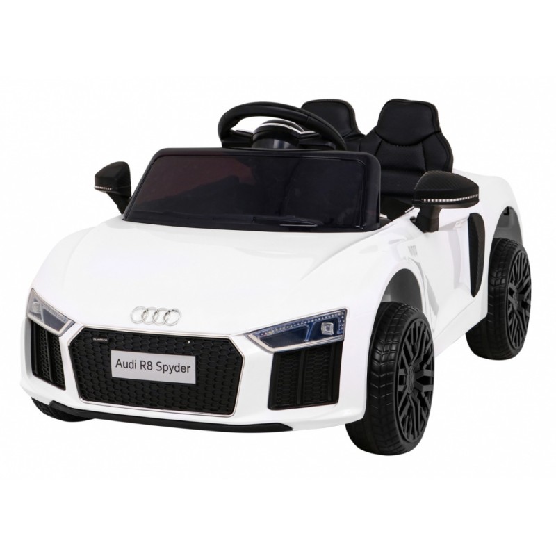 Audi R8 na akumulator dla dzieci Biały + Pilot + EVA + Wolny Start + MP3 LED