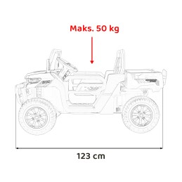 Auto Pick-Up Speed 900 dla dzieci Biały + Napęd 4x4 + Ruchomy kiper + Bagażnik + Pilot + Łopatka + Audio LED
