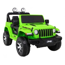 Jeep Wrangler Rubicon na akumulator dla dzieci Zielony + Pilot + Radio MP3 LED + Koła EVA